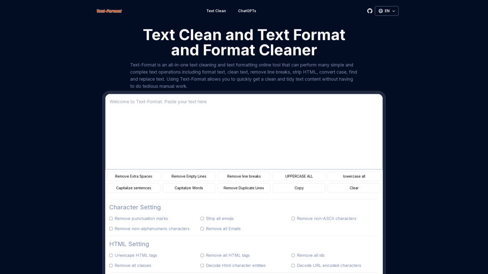 Format Cleaner,Clean Text Format,Clear Formatting Online