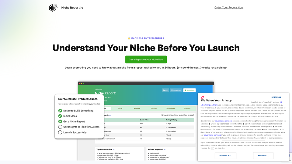 Niche and Audience Research Tool - NicheReport.io