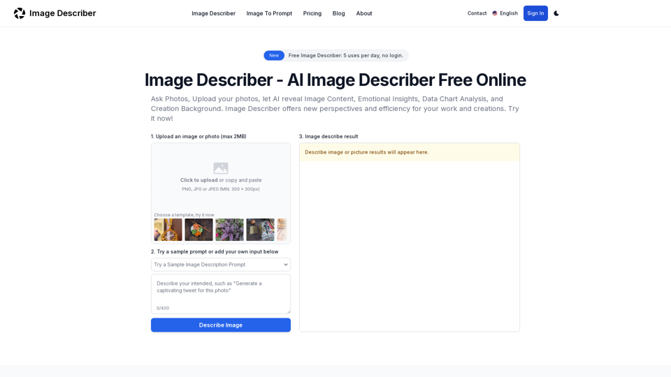 Image Describer: Free AI Describe Image & Picture, Image To Prompt & Ask Photos