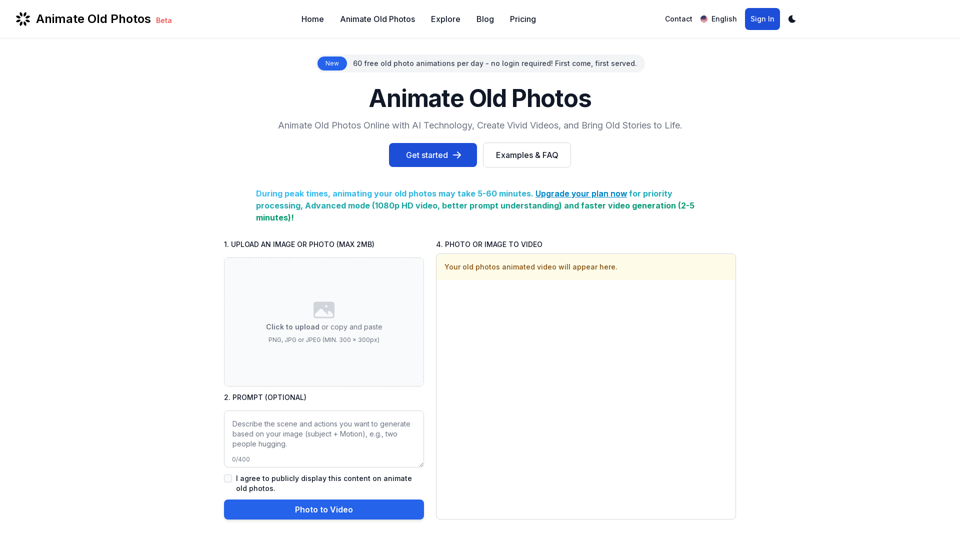 Animate Old Photos Online & Free | Bring Memories to Life with AI