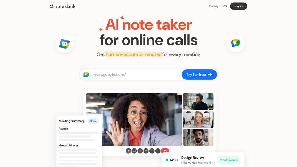 MinutesLink - AI Note Taker for Online Calls