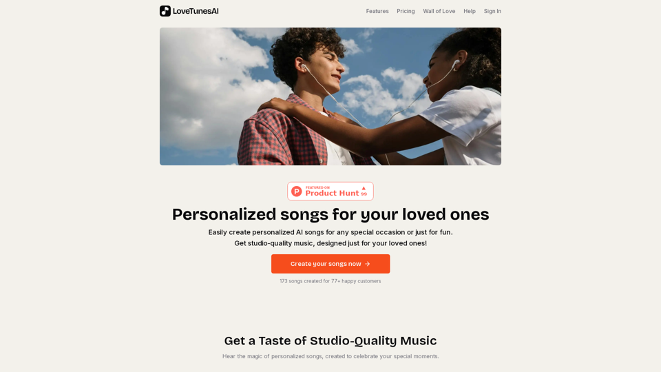 LoveTunesAI - Personalised songs for your loved ones