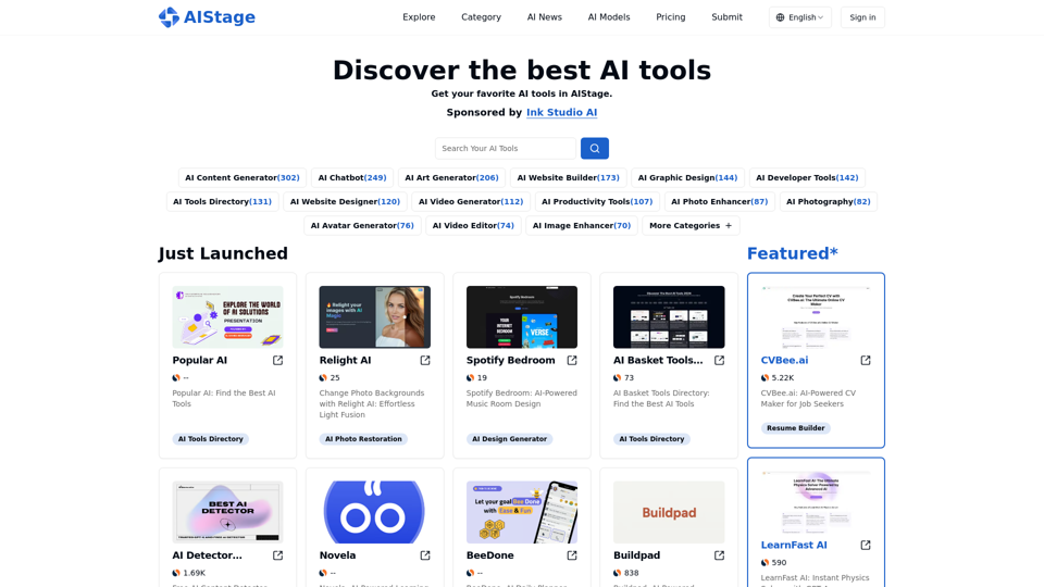 AIStage - The most comprehensive AI aggregation platform in 2024 | AI Tools Directory