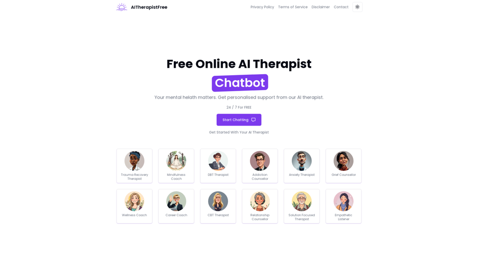 Free Online AI Therapist Chatbot | Mental Health Support