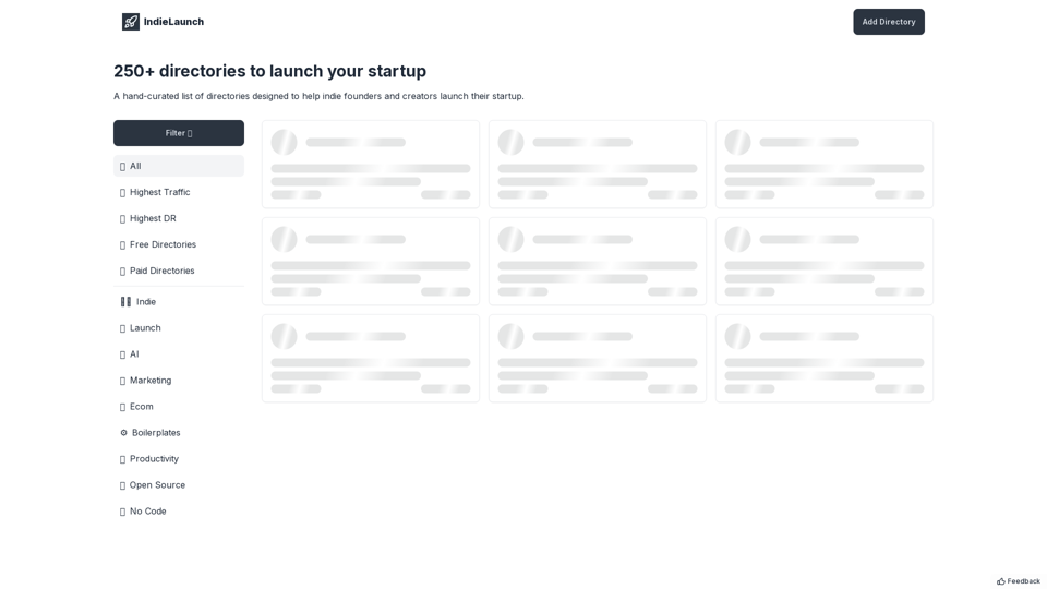 250+ directories to launch your startup - IndieLaunch