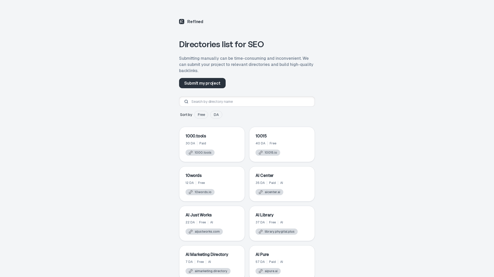 Directories list for SEO