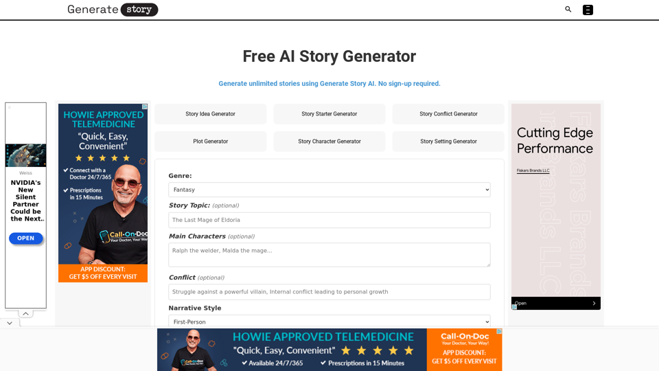 Free AI Story Generator [Unlimited, No Sign-Up] - Generate Story