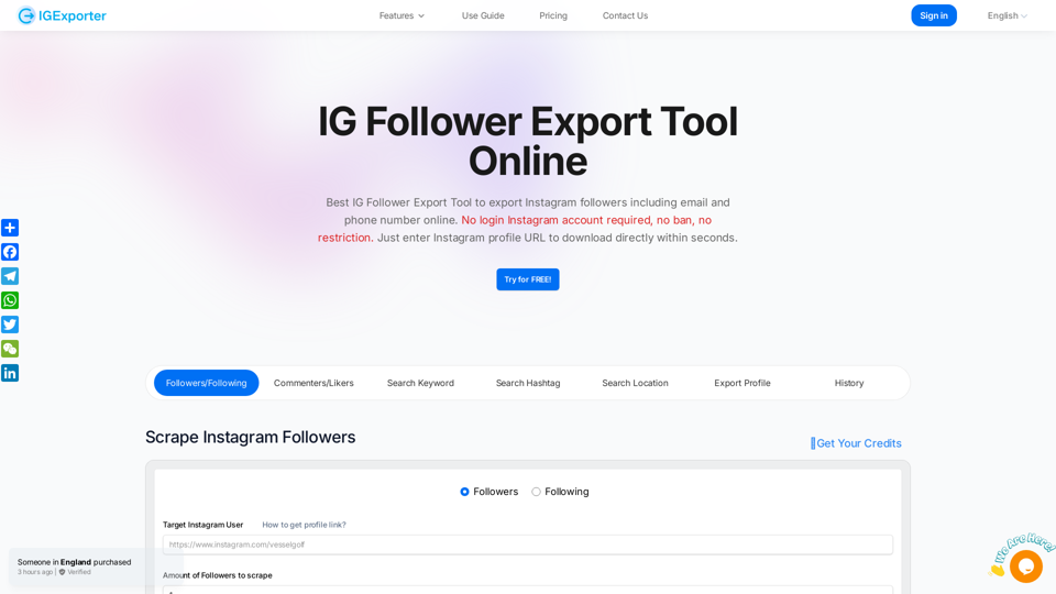 IG Follower Export Tool Online(with email) - IGExporter