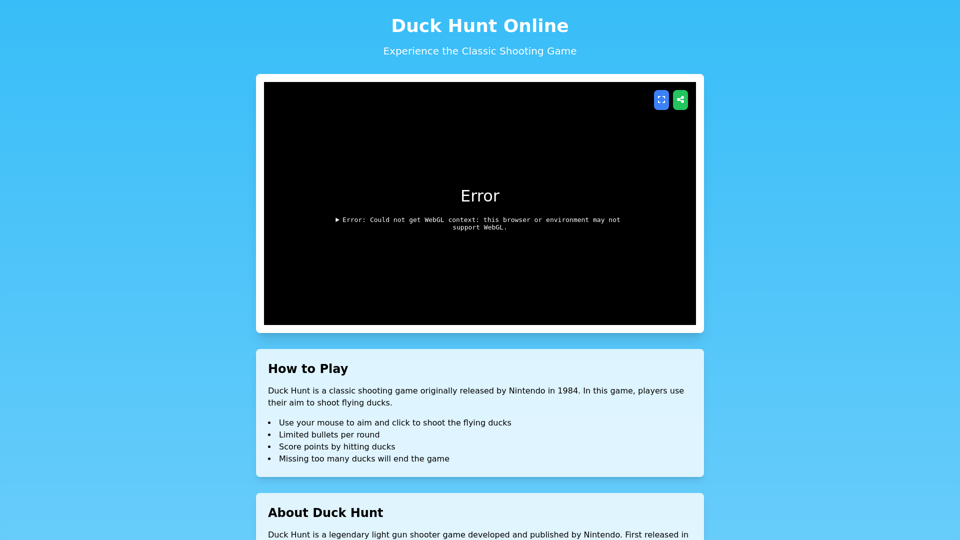 Duck Hunt Online - Classic Shooting Game Experience