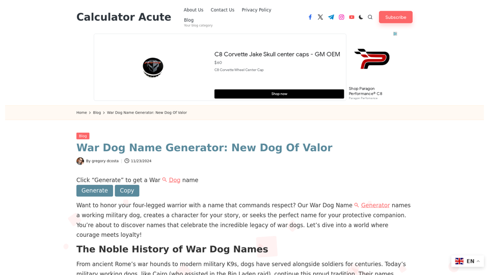 War Dog Name Generator: New Dog Of Valor