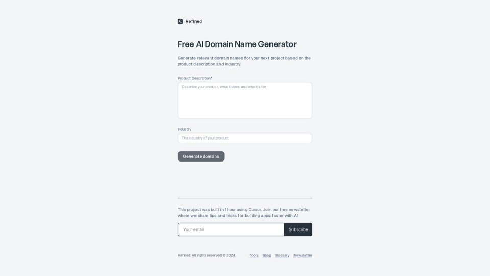 Free AI Domain Name Generator - Refined