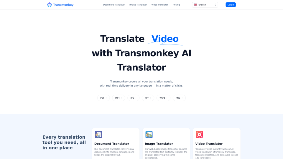 Translate Document, Image, Video Online with AI | Transmonkey