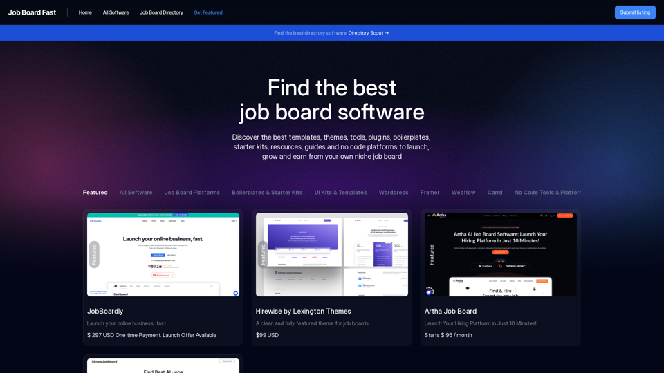 Job Board Fast | Best Job Board Software Directory | No Code Job Board