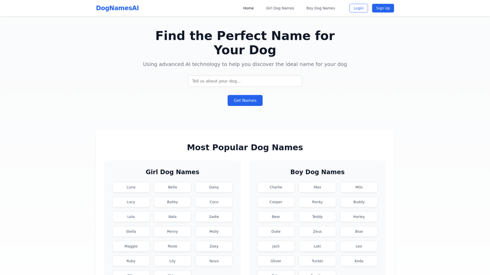 DogNamesAI - Find the Perfect Name for Your Dog