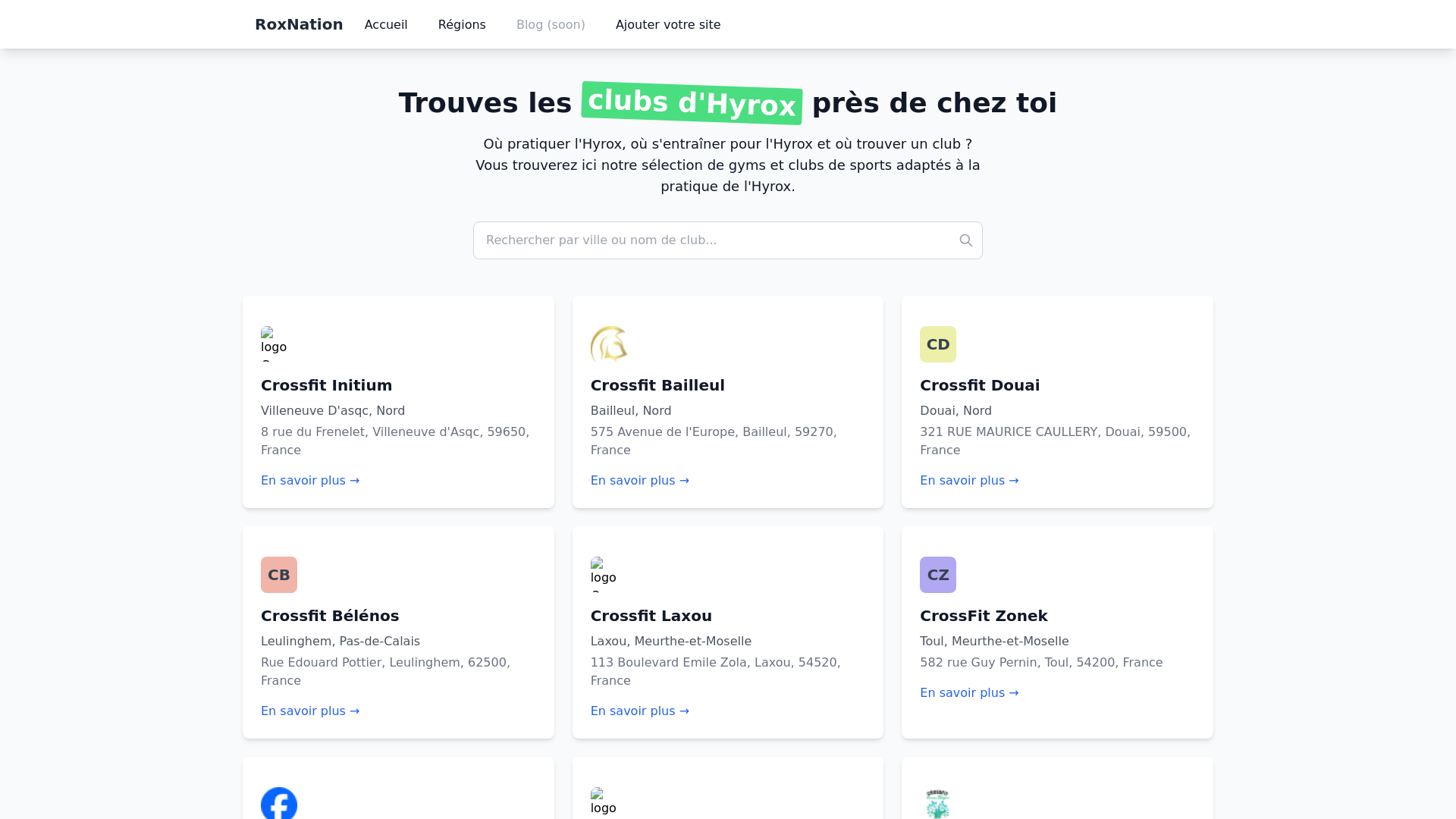Annuaire des clubs Hyrox en France