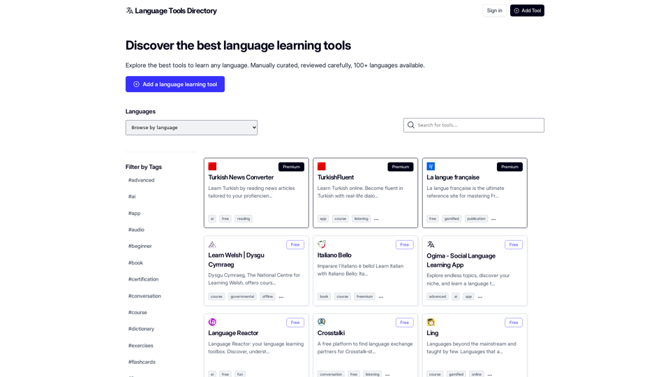 Language Tools Directory - The best tools for learning languages.