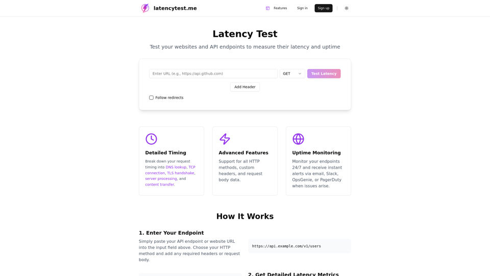 Latency Test - Measure Website and API Latency