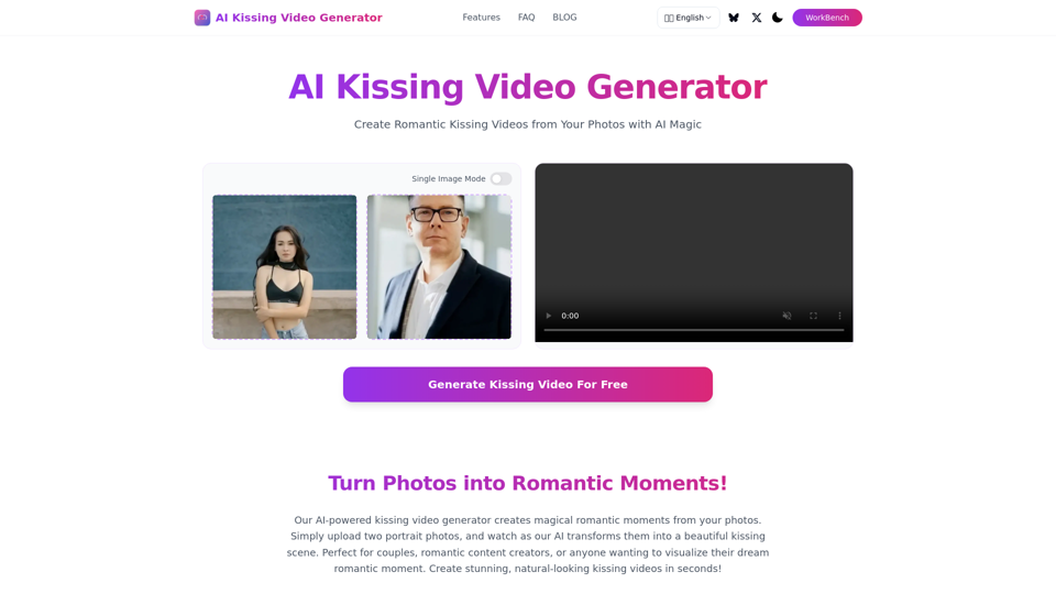 AI Kissing Video Generator - Create Romantic Moments