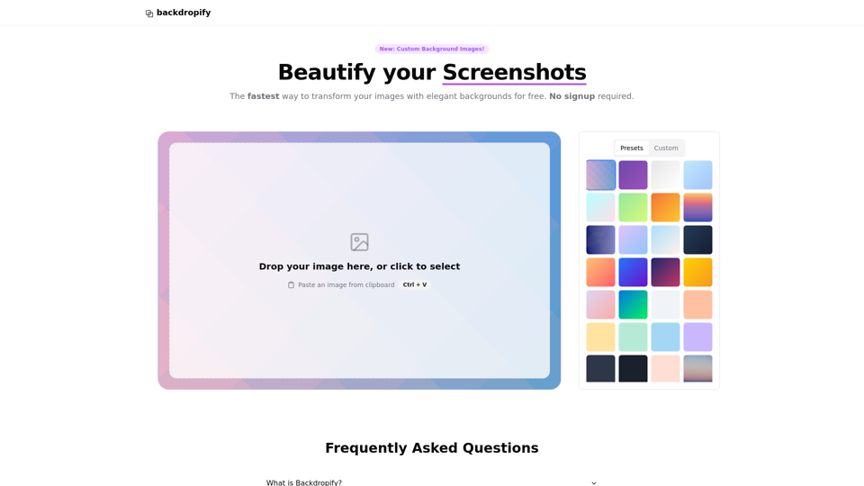 Backdropify - Beautify your Screenshots in seconds