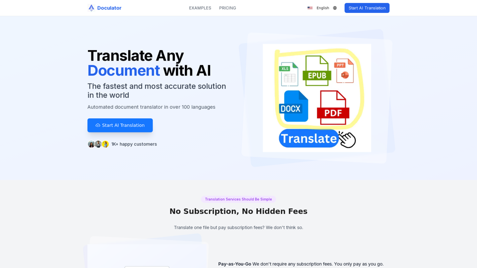 Doculator - Translate Document with AI to 100+ Languages