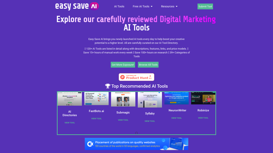 Carefully Reviewed Digital Marketing AI Tools | Easy Save AI