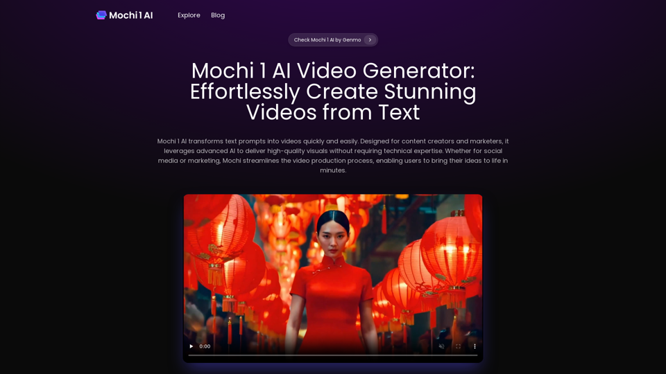 Mochi 1 AI: AI Video Generator for High Quality Videos