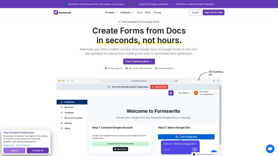 Convert Google Docs to Google Forms in One-Click