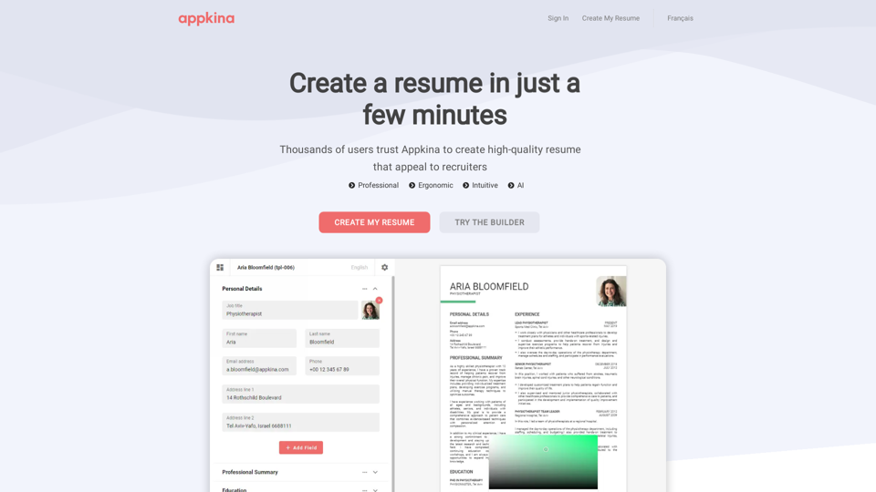 Create the perfect resume in just a few minutes