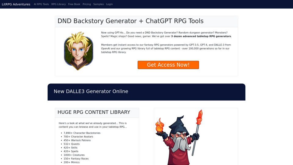 DND Backstory Generator + ChatGPT RPG Tools