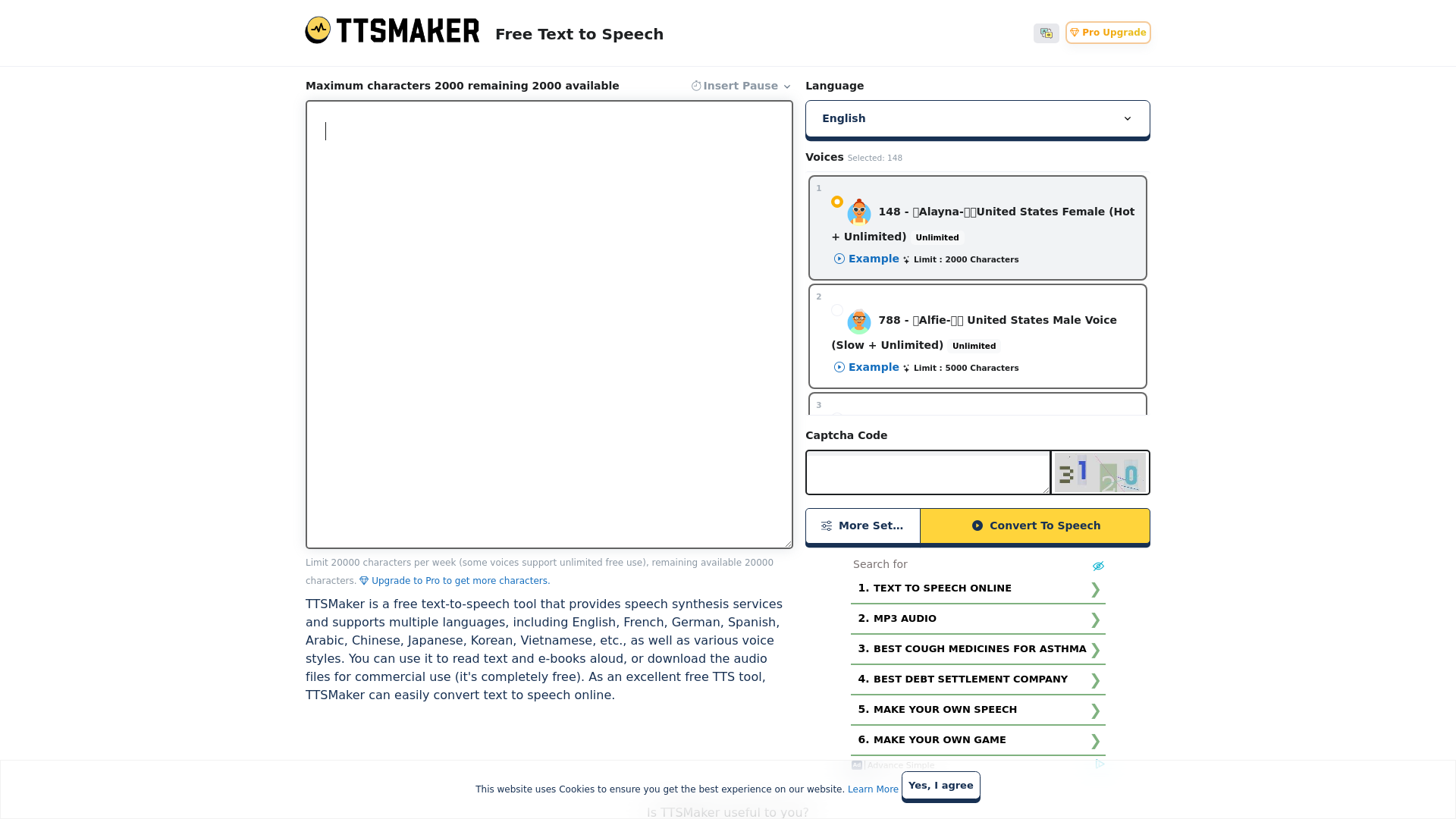 Free Text to Speech Online screenshot