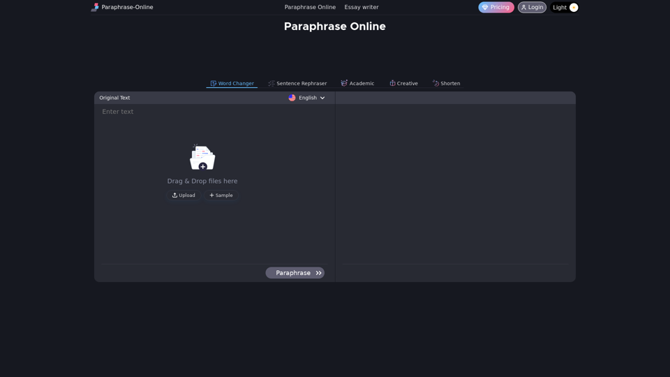 Paraphrase Online screenshot