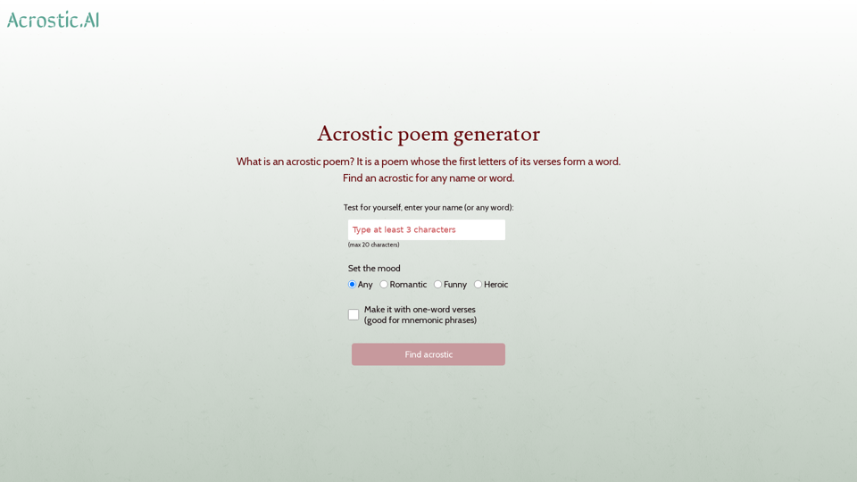 Acrostic poem generator