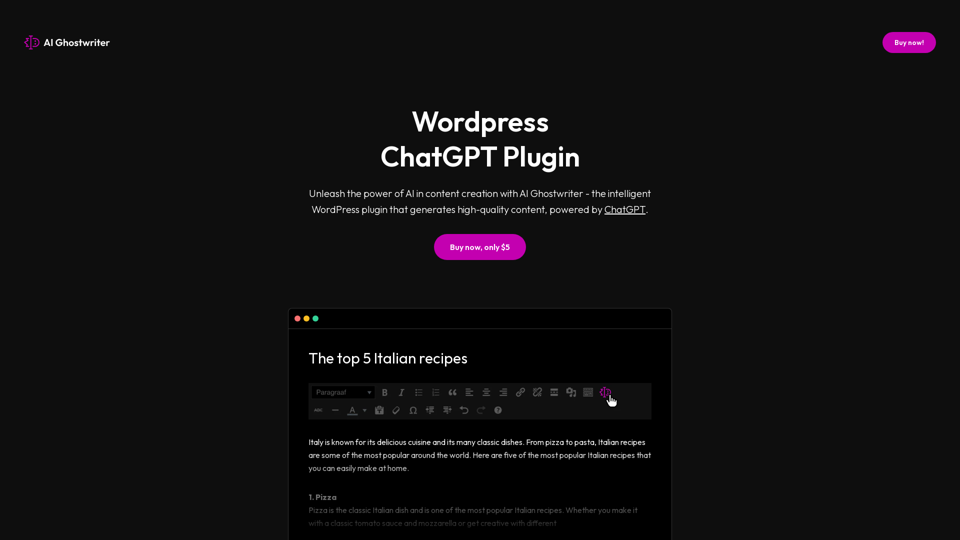 AI Ghostwriter - The Ultimate WordPress Plugin for ChatGPT-powered Content Creation