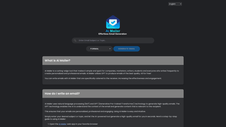 Ai Mailer | Effortless Free Email Generation, Powered By ChatGPT