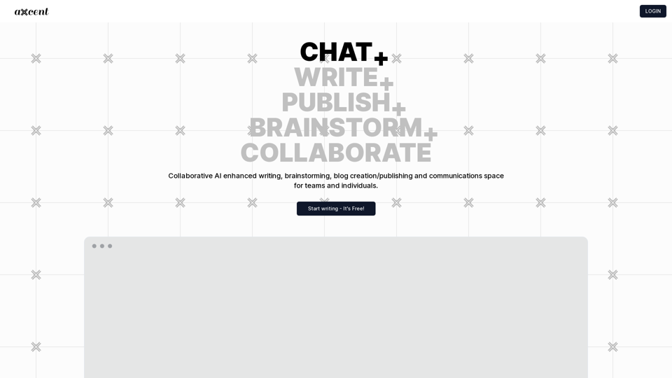 Axcent - Collaborative AI enhanced writing, brainstorming, publishing and collaboration platform