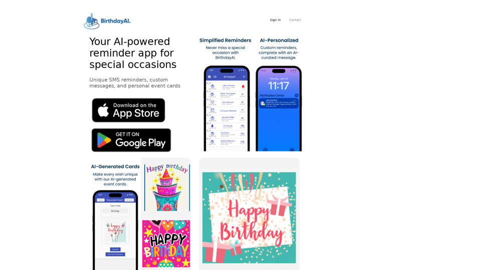 BirthdayAI | AI-Powered Birthday Reminders and Cards