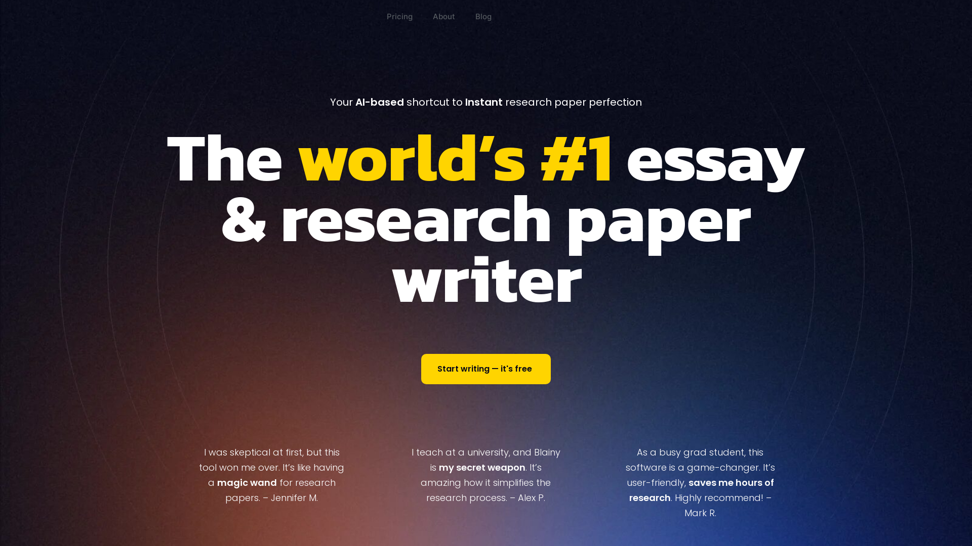 Blainy — The world’s #1 research paper writer