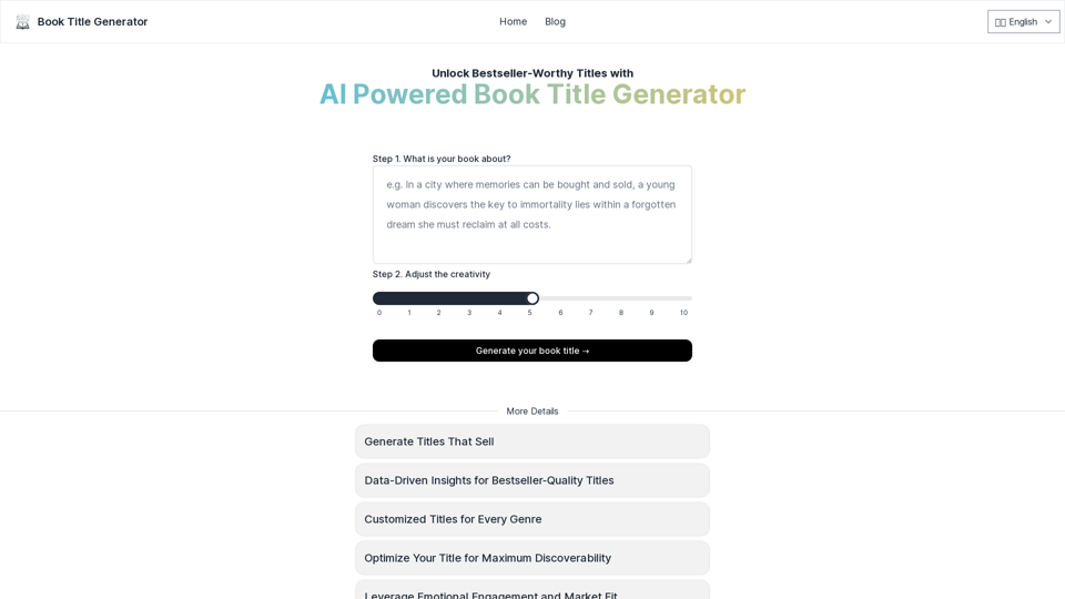 AI Book Title Generator - Craft Bestselling and Engaging Titles