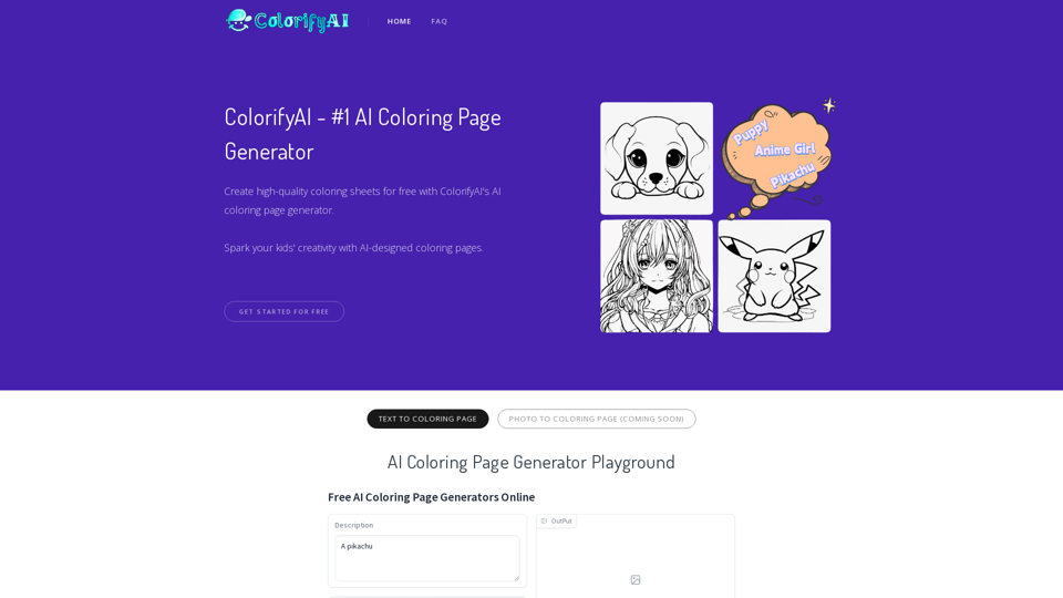 ColorifyAI - AI Coloring Page Generator For Free