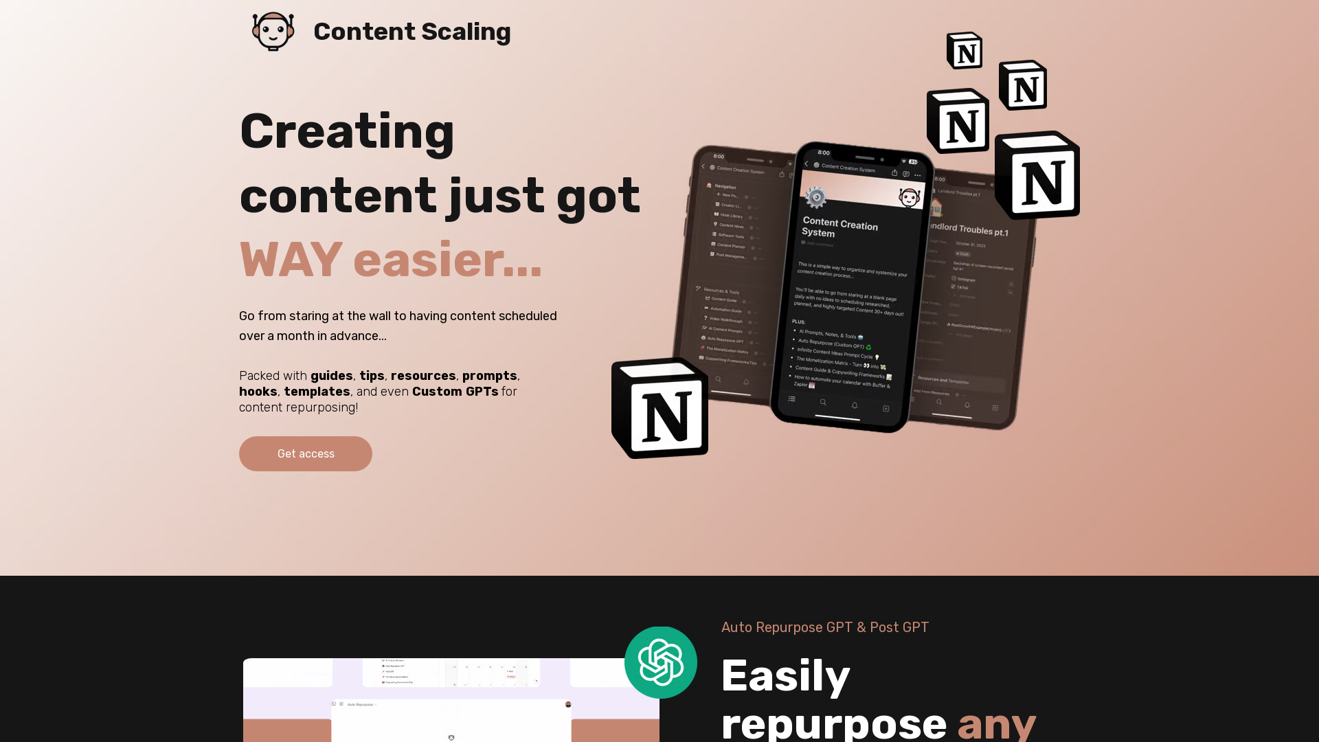 Notion Content Creation System & Custom GPT for Repurposing
