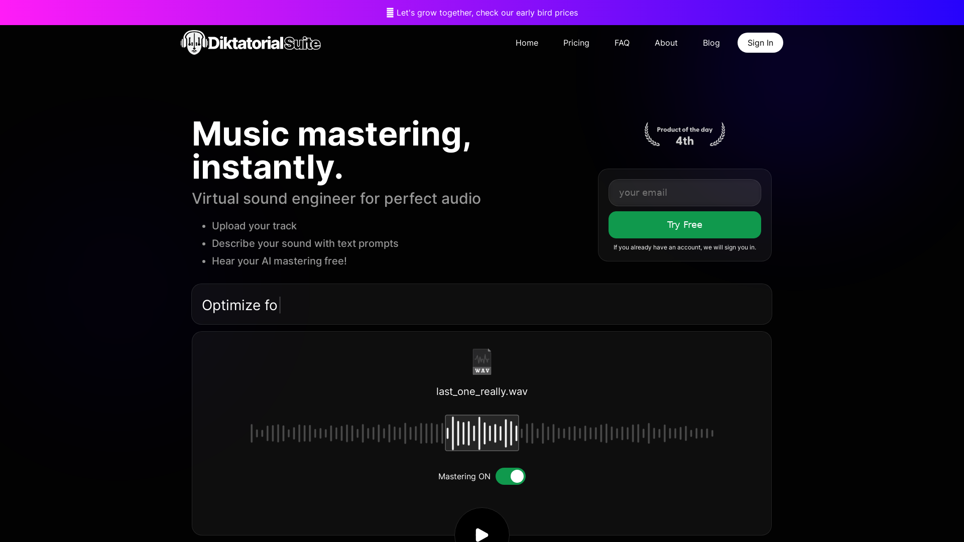 Online AI Mastering Tool for Audio & Music