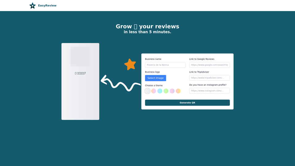 EasyReview - Grow your reviews in less than 5 minutes.