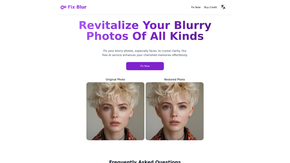 Fix Blur: AI Sharpen Face Image & Restore Blurry Photo in 5s