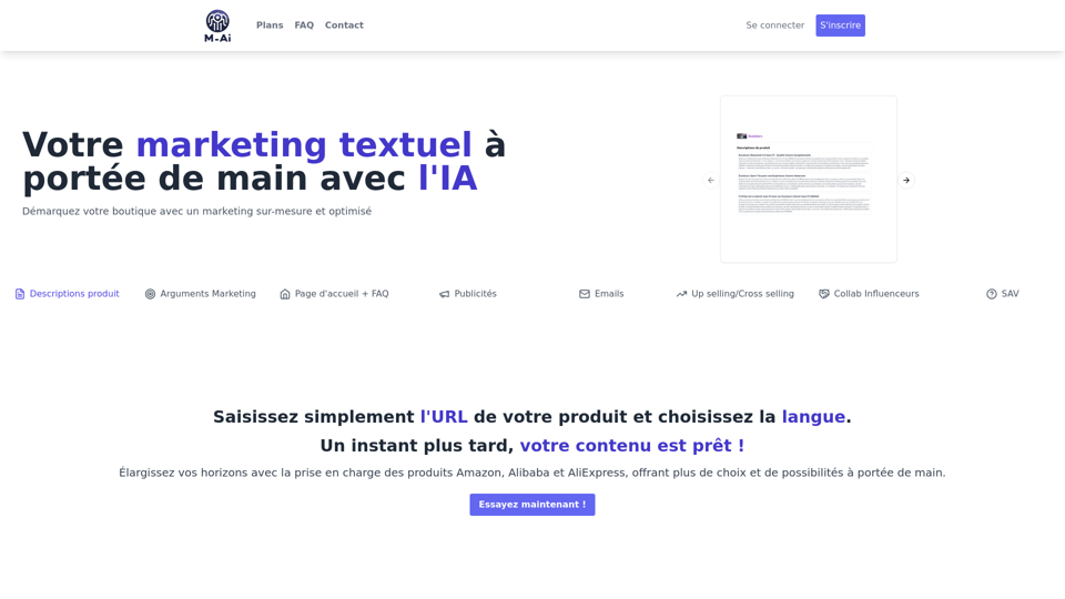 M_AI - Votre marketing textuel propulsé par l'IA