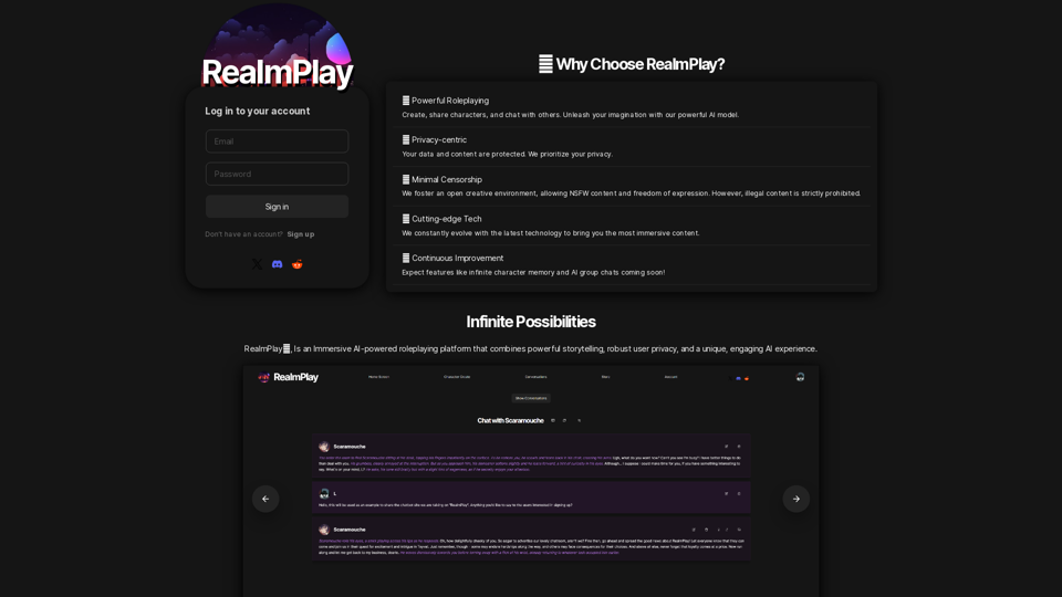 RealmPlay - Immersive Roleplaying with Infinite Possibilities.