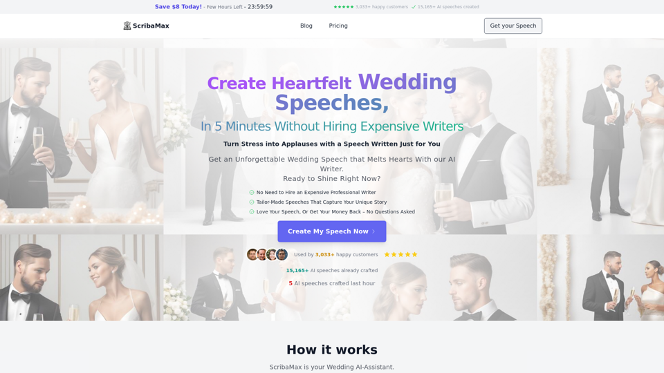 ScribaMax | Craft Memorable Wedding Speeches in Just 5 Minutes