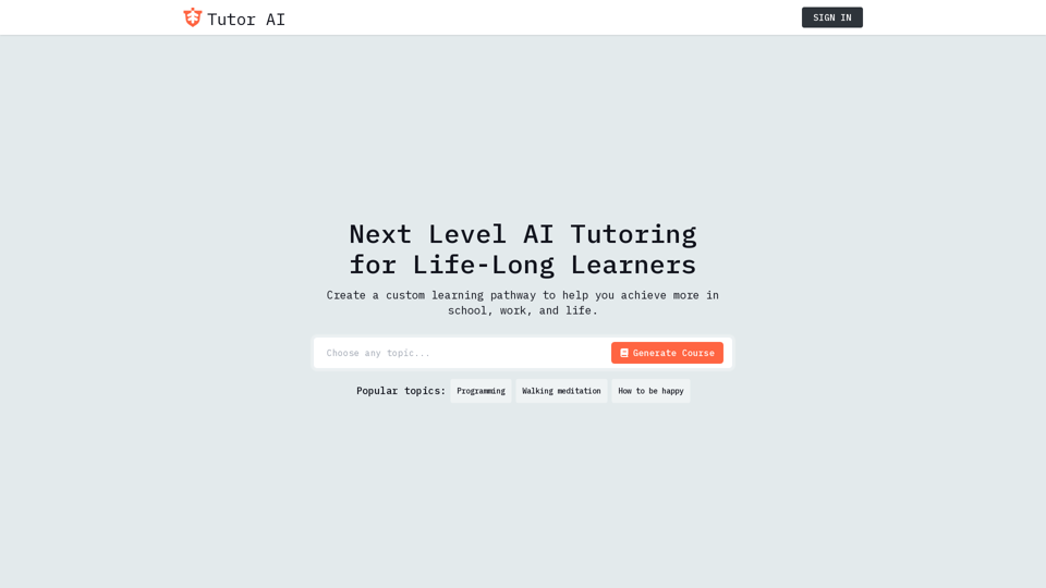 Tutor AI - Your personal AI tutor to learn anything