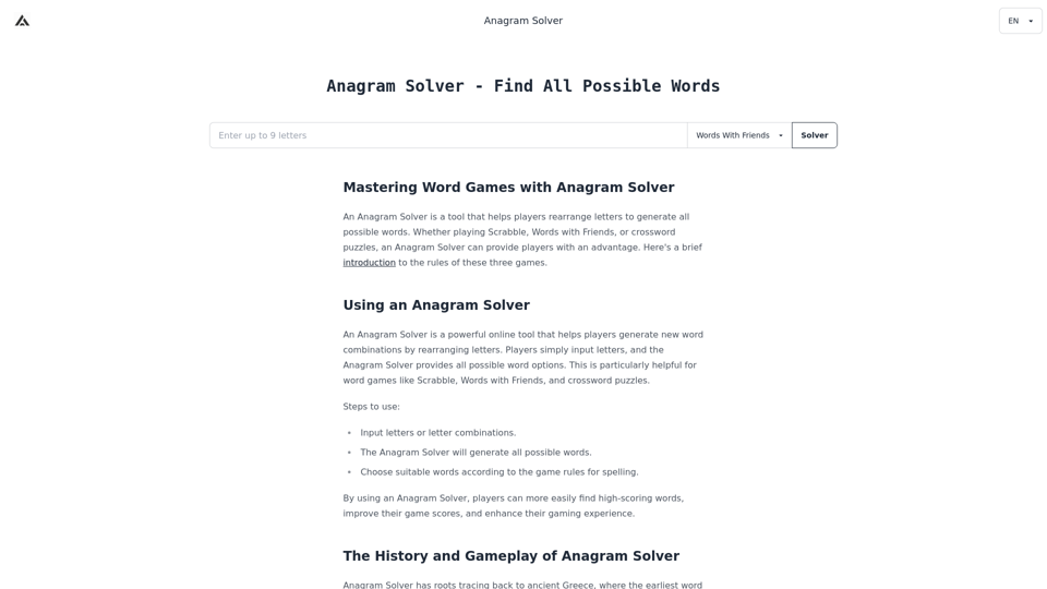 Free Online Anagram Solver | Find All Possible Words