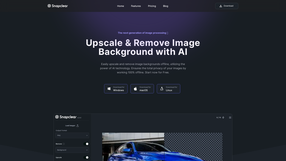 Snapclear | Upscale and Remove Image Background Offline