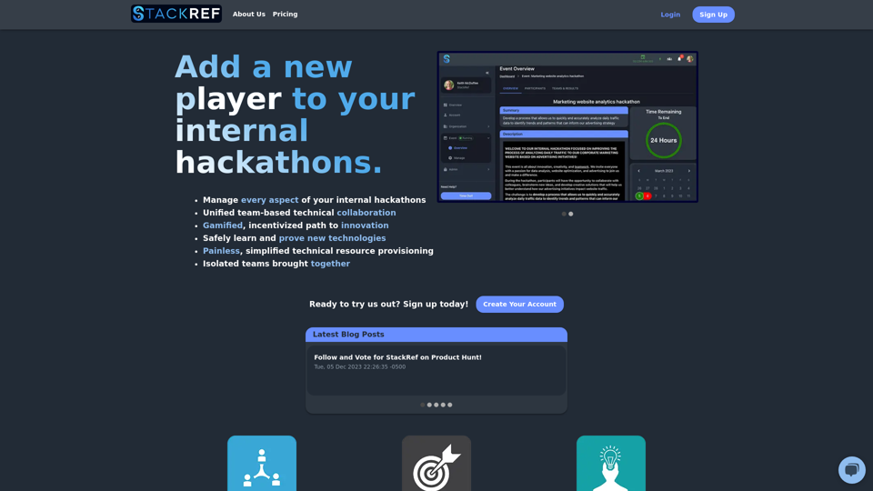 StackRef | Internal hackathon management | A new (p)layer for hackathons